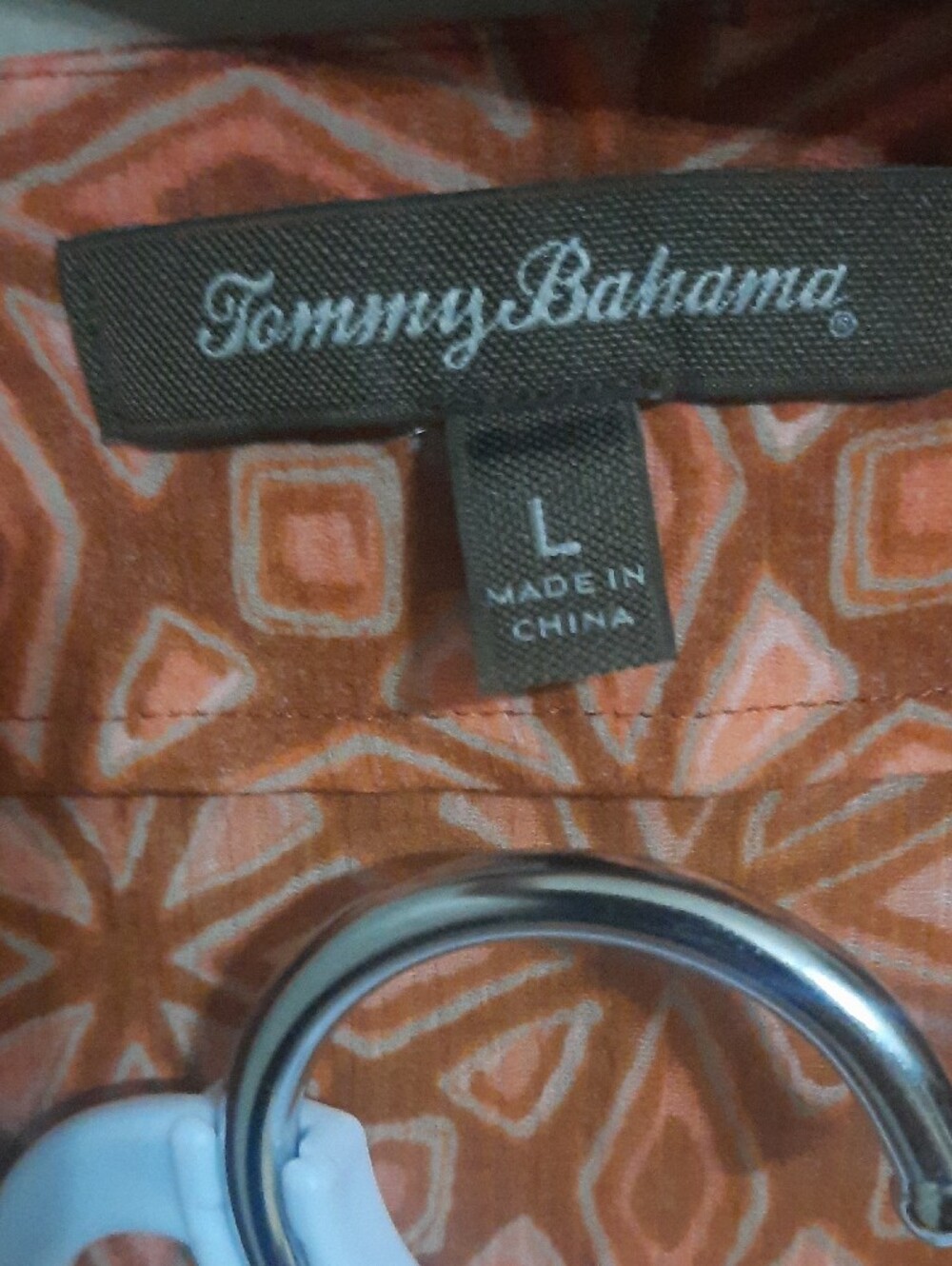 Tommy Bahama Orange Geometric V-Neck Beaded-Trim Blouse - Picture 5 of 6